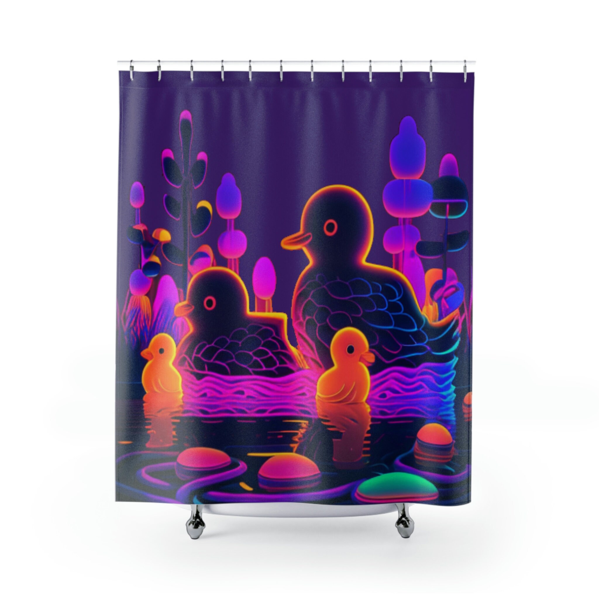 Vibrant Duck Family Shower Curtain for Whimsical Bathroom Decor, 60x72 - Kids Bathroom Shower Curtain