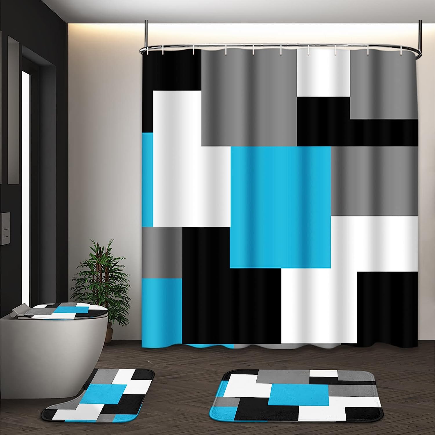 Vibrant Elephant and African Print Colorful Shower Curtain