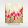 Vibrant Fine Art Red Poppies Painting Floral Shower Curtain, Perfect For An Artsy Bathroom 