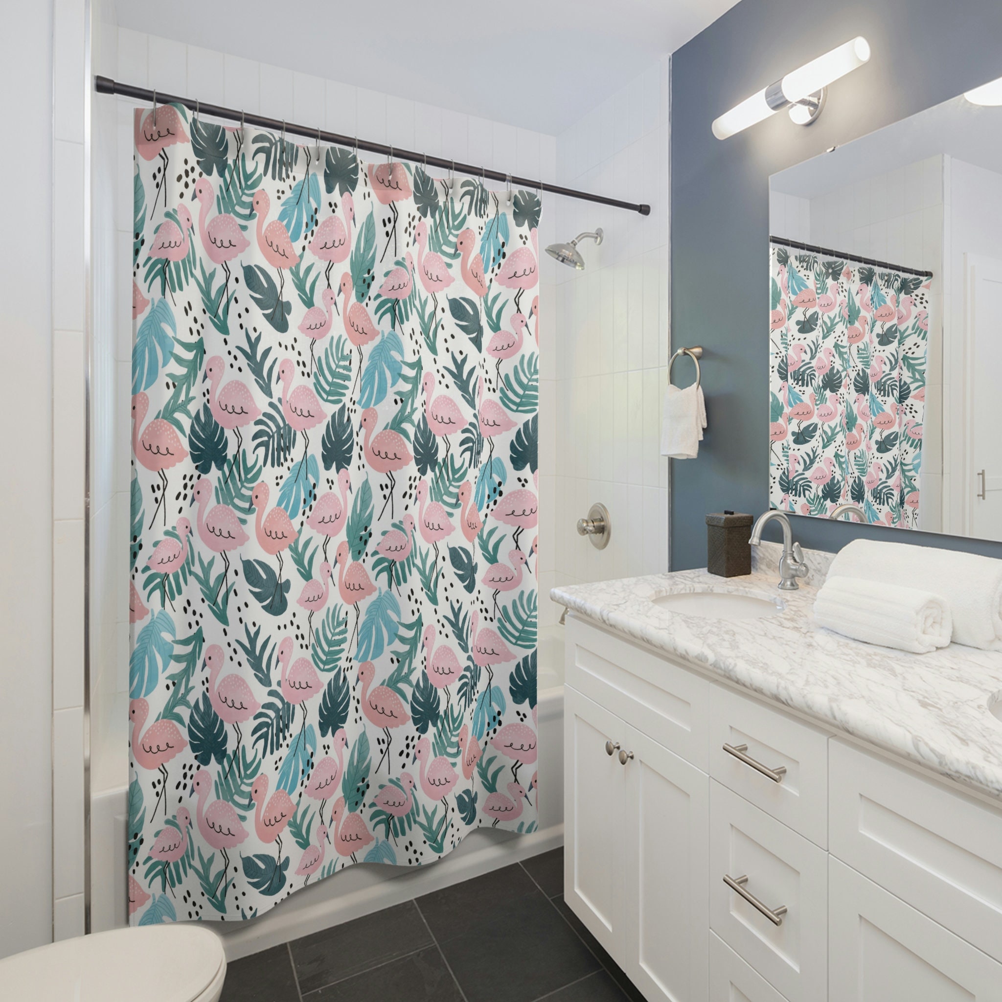 Vibrant Flamingo Print Shower Curtain to Add Color to Any Bathroom