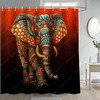 Vibrant Floral Elephant Shower Curtain, Tribal African Wildlife Bohemian Bathroom Decor
