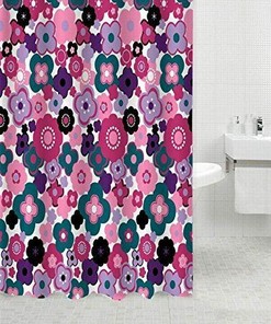 Vibrant Floral Fabric Bath Shower Curtain For Garden Bathroom 