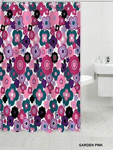 Vibrant Floral Fabric Bath Shower Curtain For Garden Bathroom