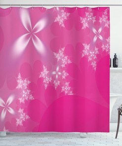 Vibrant Floral Modern Print Shower Curtain With Hot Pink Background