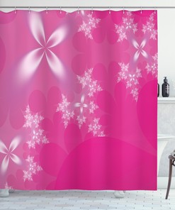 Vibrant Floral Modern Print Shower Curtain With Hot Pink Background
