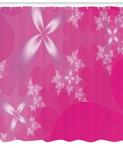 Vibrant Floral Modern Print Shower Curtain With Hot Pink Background
