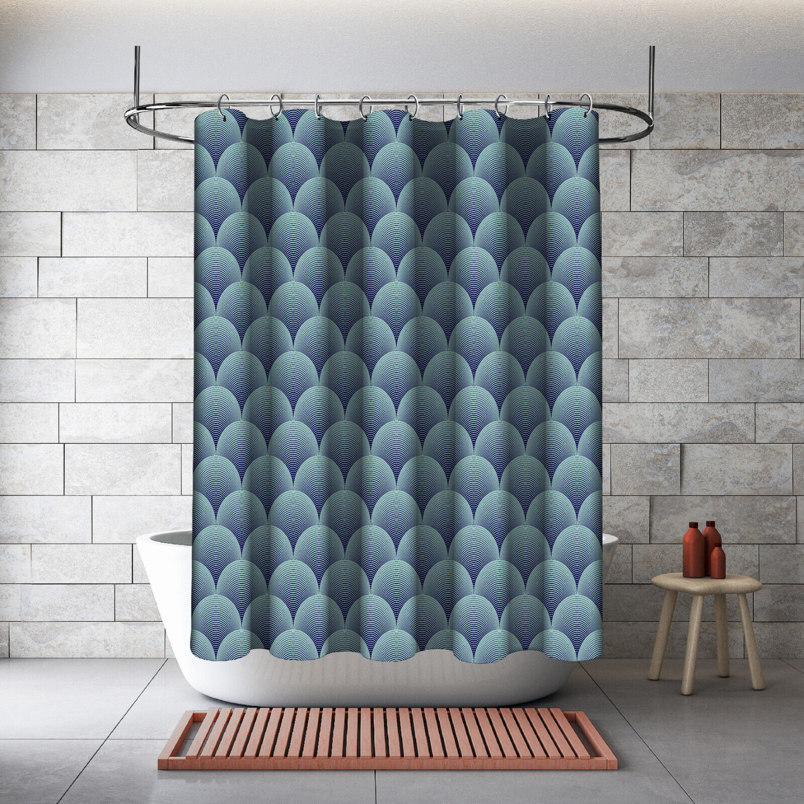 Vibrant Geometric Print Shower Curtain - Image 2
