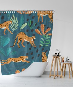 Vibrant Green Animal Shower Curtain For Bathroom Curtains