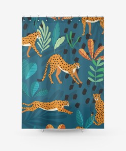 Vibrant Green Animal Shower Curtain For Bathroom Curtains