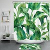 Vibrant Green Banana Leaf Shower Curtain for a Tropical-Inspired Bathroom