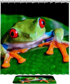 Vibrant Green Frog Waterproof Shower Curtain - Add A Pop Of Color To Your Bathroom