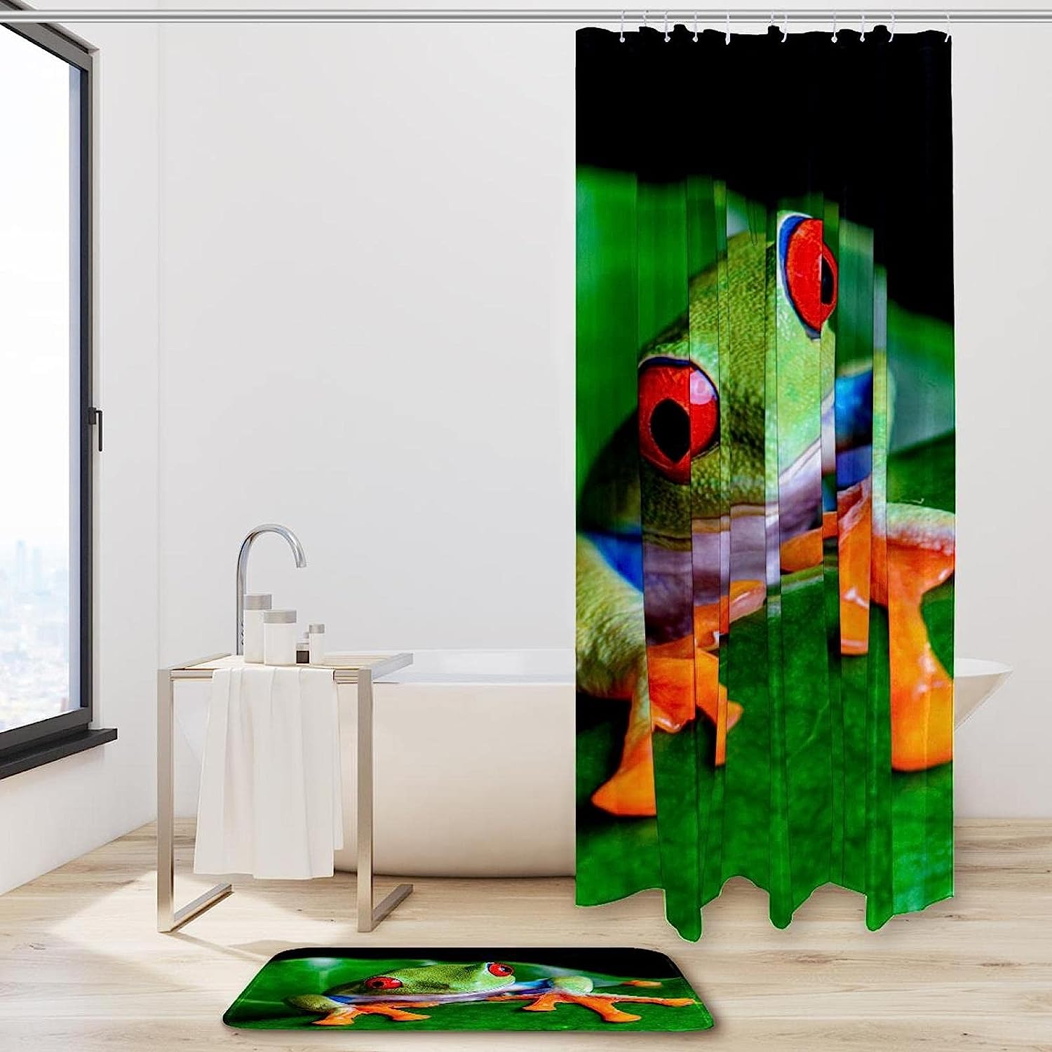 Vibrant Green Frog Waterproof Shower Curtain - Add A Pop Of Color To Your Bathroom