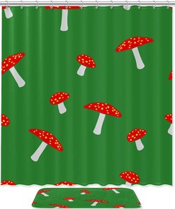 Vibrant Green Mushroom Shower Curtain To Enhance Your Bathroom Decor