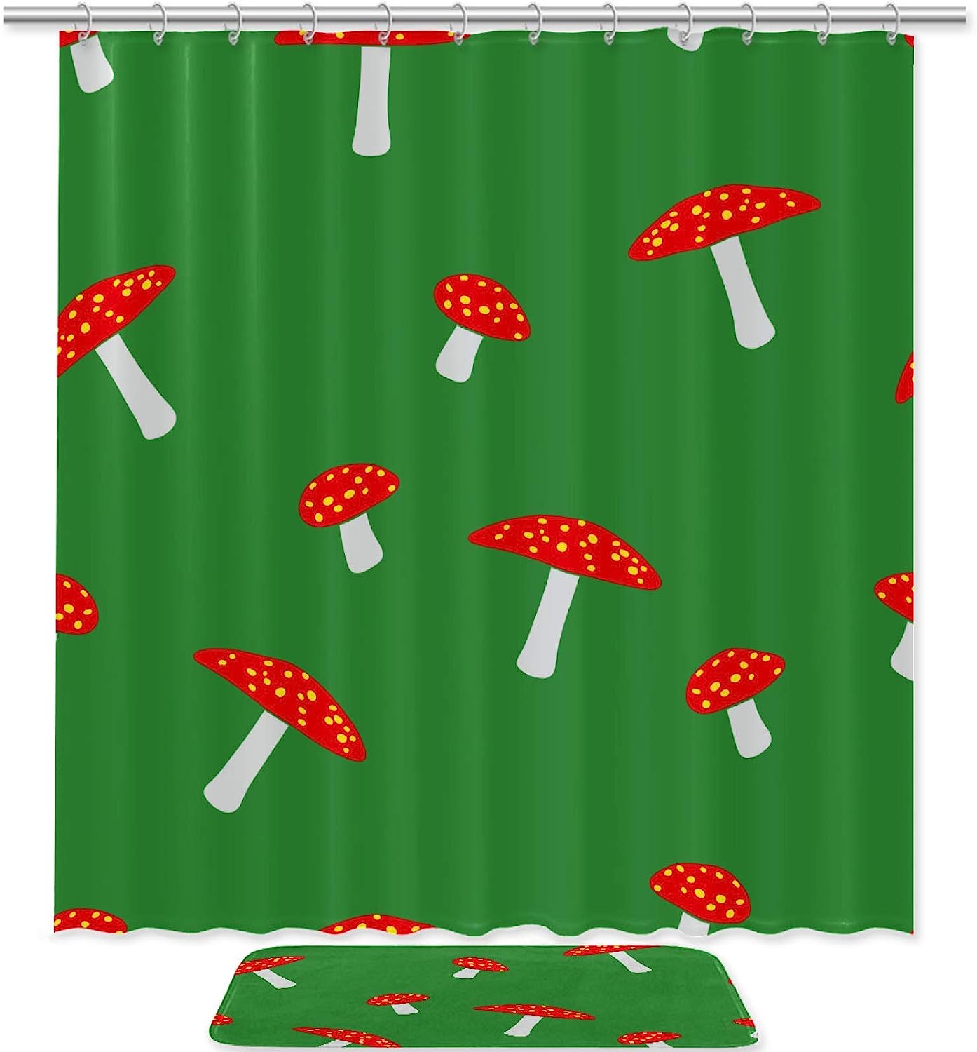 Vibrant Green Mushroom Shower Curtain To Enhance Your Bathroom Decor