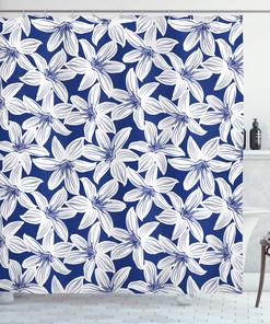 Vibrant Hibiscus Flower Petals Print Hawaiian Shower Curtain