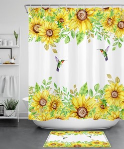 Vibrant Hummingbird Shower Curtain With Quotes