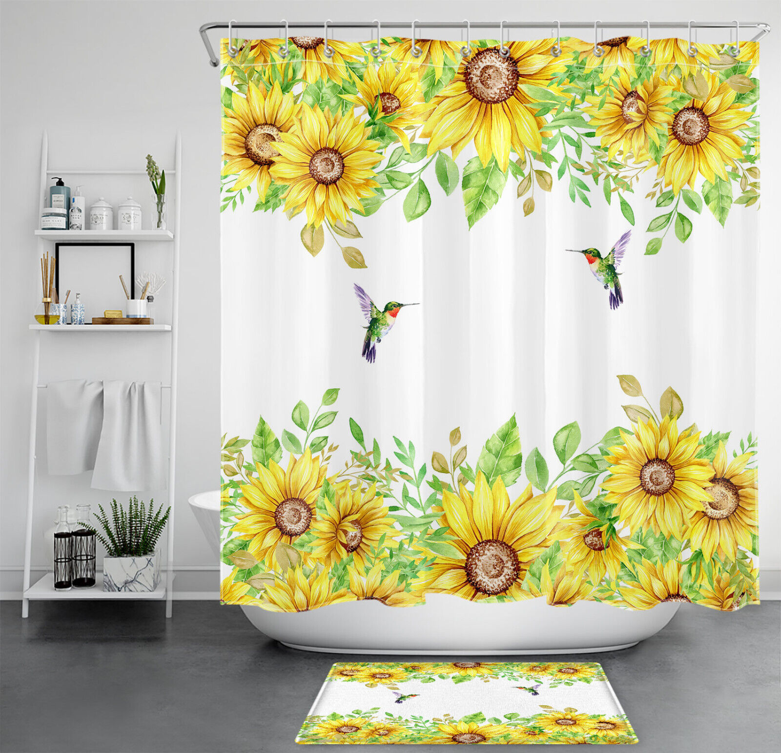 Vibrant Hummingbird Shower Curtain With Quotes