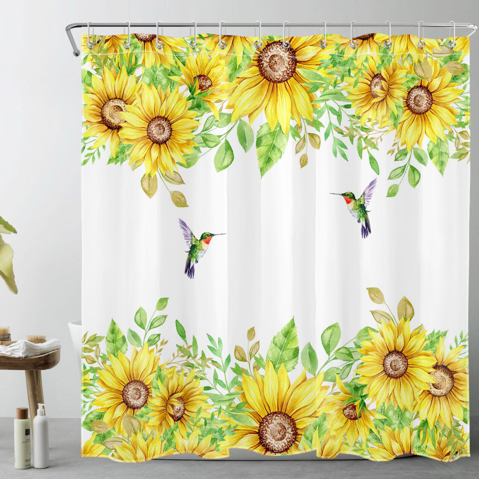 Vibrant Hummingbird Shower Curtain With Quotes - Image 2