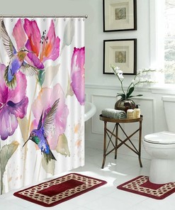 Vibrant Hummingbird and Flower Shower Curtain for a Stylish Bathroom Upgrade
