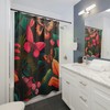 Vibrant Jungle Bath Curtain With Butterflies And Tropical Flowers Print
