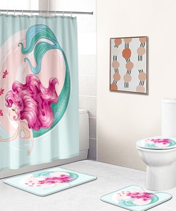 Vibrant Mermaid Art Design Fabric Shower Curtain for Bathroom Dcor