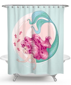 Vibrant Mermaid Art Design Fabric Shower Curtain for Bathroom Dcor