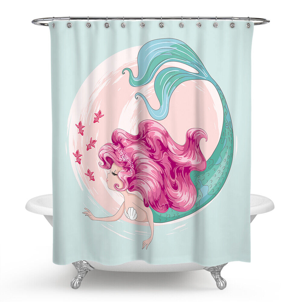 Vibrant Mermaid Art Design Fabric Shower Curtain for Bathroom Dcor