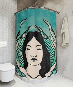 Vibrant Mermaid Print Shower Curtain For Kids Bathroom Decor