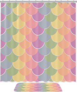 Vibrant Mermaid Scales Print Shower Curtain For Colorful Bathroom Decor