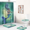 Vibrant Mermaid and Seahorse Fabric Shower Curtain for Bathroom Decor