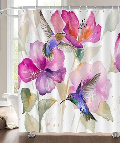 Vibrant Nature Painting Fabric Shower Curtain for a Stylish Bathroom Dcor
