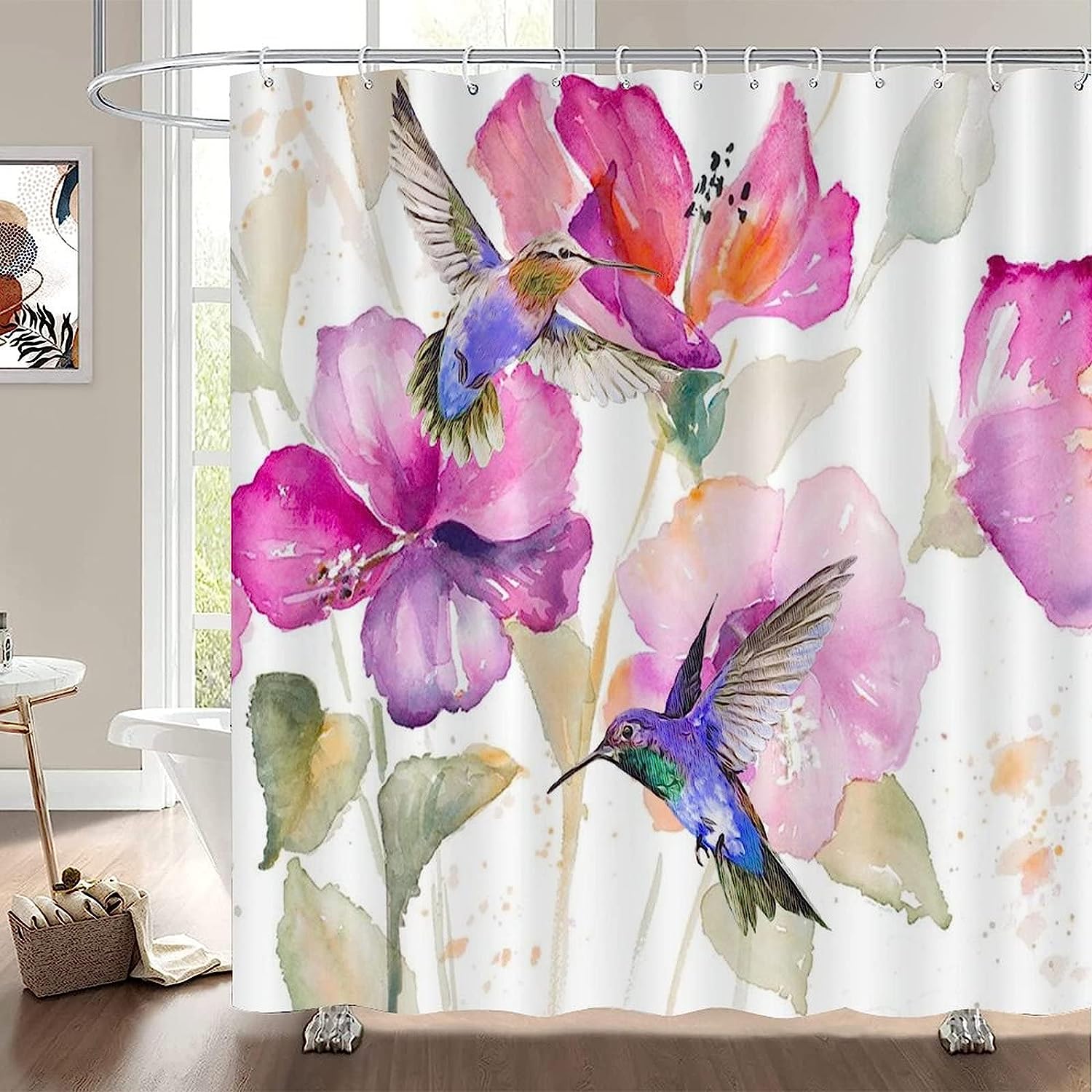 Vibrant Nature Painting Fabric Shower Curtain for a Stylish Bathroom Dcor
