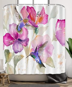 Vibrant Nature Painting Fabric Shower Curtain for a Stylish Bathroom Dcor