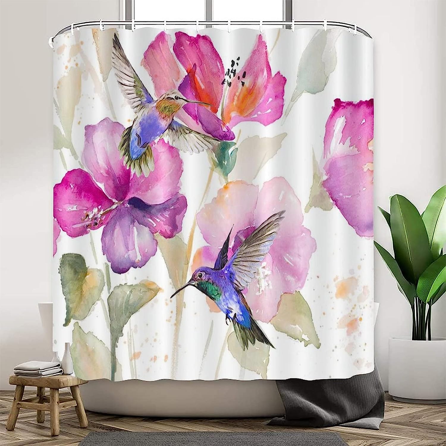 Vibrant Nature Painting Fabric Shower Curtain for a Stylish Bathroom Dcor