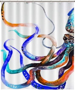 Vibrant Octopus Art Shower Curtain - Colorful Bathroom Decor