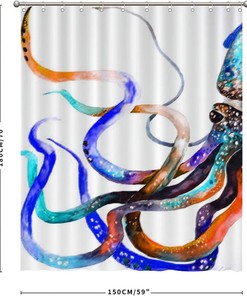 Vibrant Octopus Art Shower Curtain - Colorful Bathroom Decor