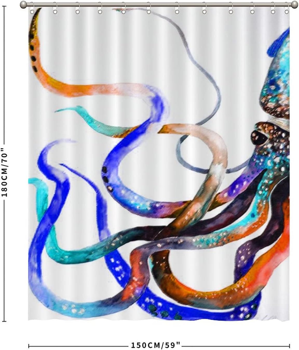 Vibrant Octopus Art Shower Curtain - Colorful Bathroom Decor