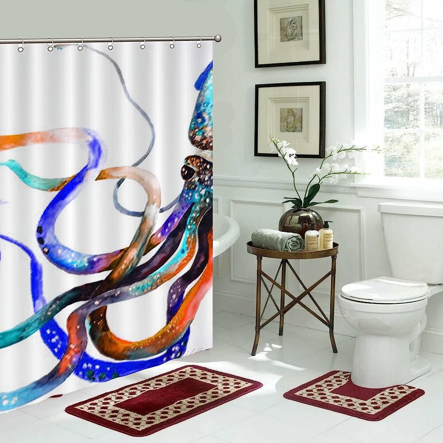 Vibrant Octopus Art Shower Curtain - Colorful Bathroom Decor