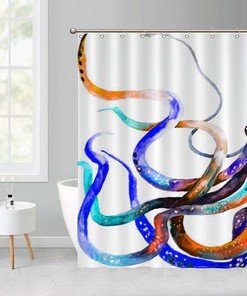 Vibrant Octopus Art Shower Curtain - Colorful Bathroom Decor