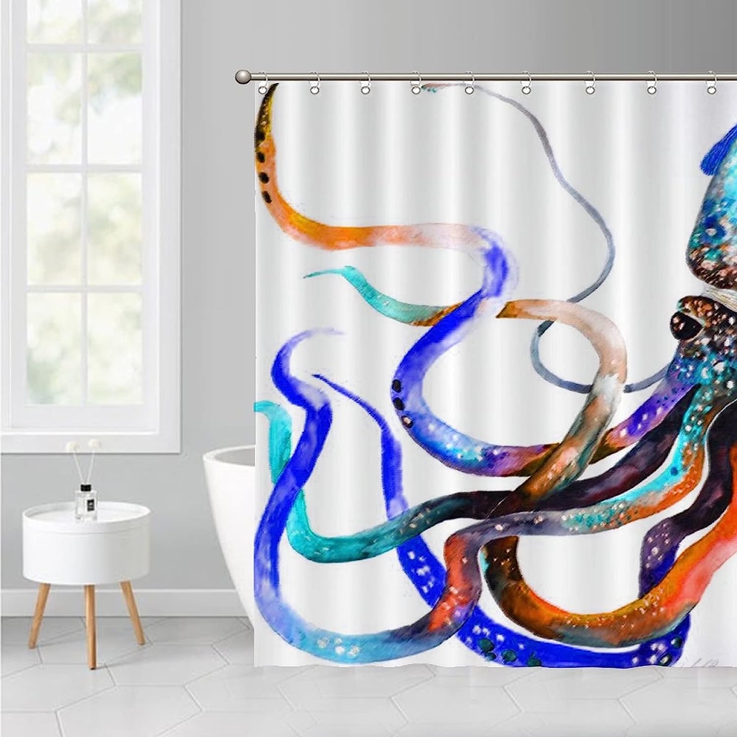 Vibrant Octopus Art Shower Curtain - Colorful Bathroom Decor