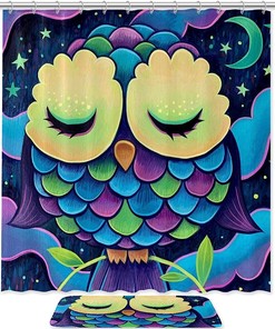 Vibrant Owl Colorful Shower Curtain For Whimsical Bathroom Decor