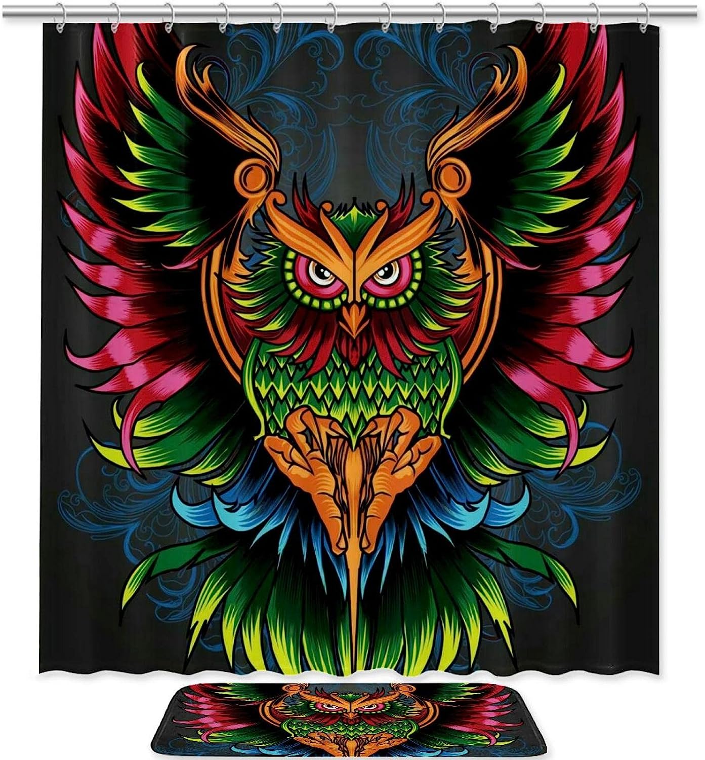 Vibrant Owl Pattern Print Shower Curtain For Unique Bathroom Decor