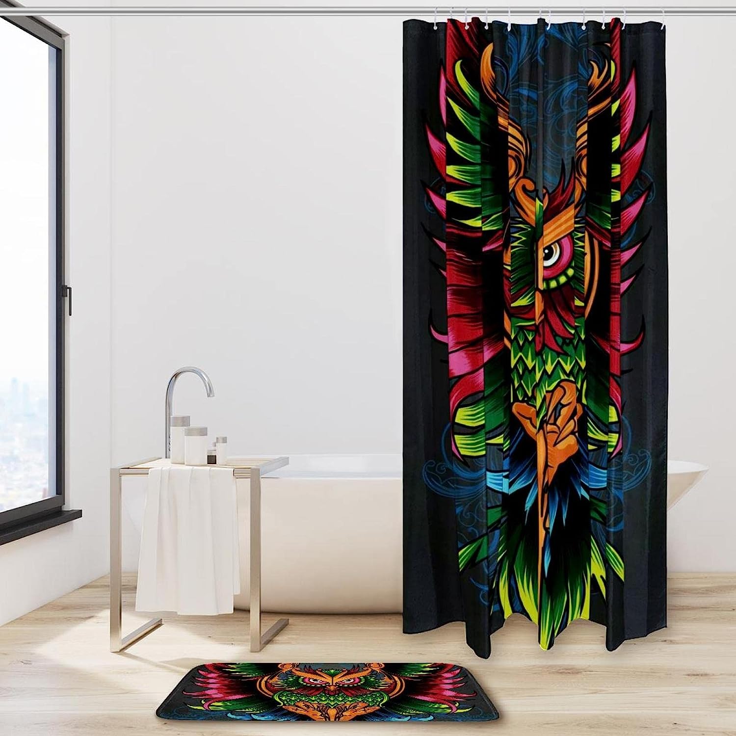 Vibrant Owl Pattern Print Shower Curtain For Unique Bathroom Decor - Image 2