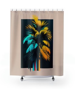 Vibrant Palm Tree Shower Curtain for Tropical Bathroom Decor