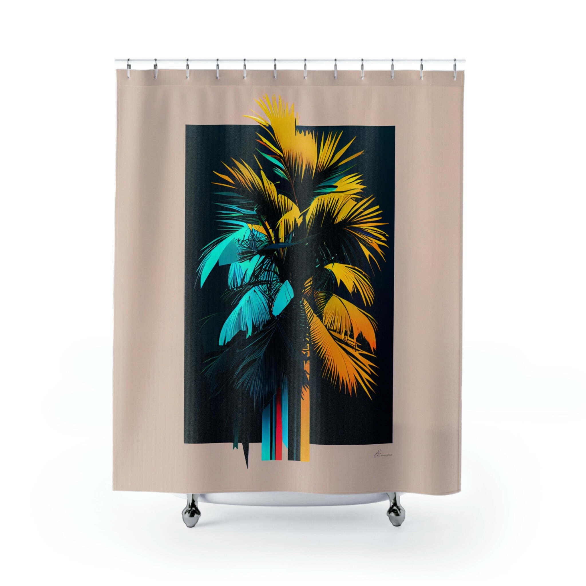Vibrant Palm Tree Shower Curtain for Tropical Bathroom Decor