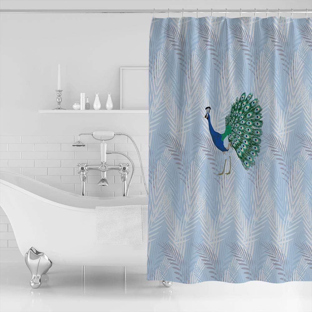 Vibrant Peacock Feathers Shower Curtain Oriental Image Design - Image 2