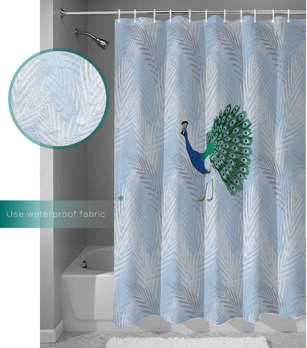 Vibrant Peacock Feathers Shower Curtain Oriental Image Design - Image 3