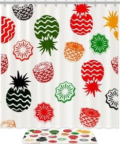 Vibrant Pineapple Print Colorful Waterproof Shower Curtain For Unique Bathroom Decor
