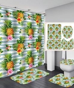 Vibrant Pineapple Waterproof Shower Curtain for Bathroom