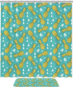 Vibrant Pineapples Pattern Waterproof Shower Curtain
